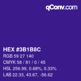 Farbcode: HEX #3B1B8C | qconv.com