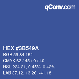 Farbcode: HEX #3B549A | qconv.com