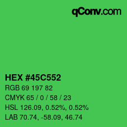 Código de color: HEX #45C552 | qconv.com