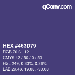 Color code: HEX #463D79 | qconv.com