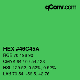 Code couleur: HEX #46C45A | qconv.com