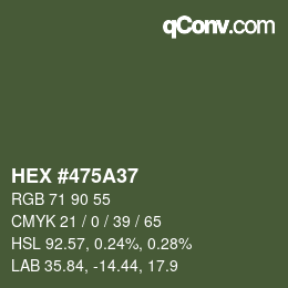 Código de color: HEX #475A37 | qconv.com