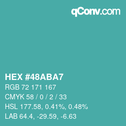 カラーコード: HEX #48ABA7 | qconv.com