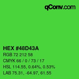 Code couleur: HEX #48D43A | qconv.com