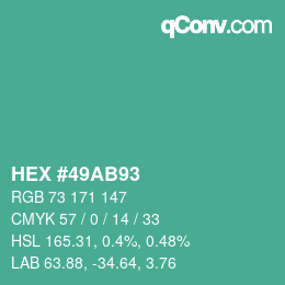 Color code: HEX #49AB93 | qconv.com