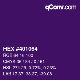 カラーコード: HEX #401064 | qconv.com