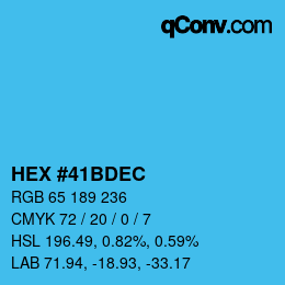 Farbcode: HEX #41BDEC | qconv.com