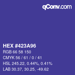 Code couleur: HEX #423A96 | qconv.com