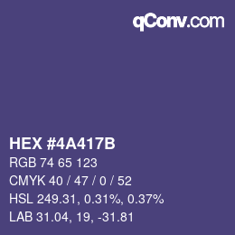 Color code: HEX #4A417B | qconv.com