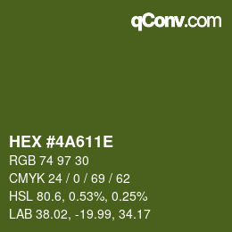 Código de color: HEX #4A611E | qconv.com