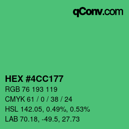 Code couleur: HEX #4CC177 | qconv.com