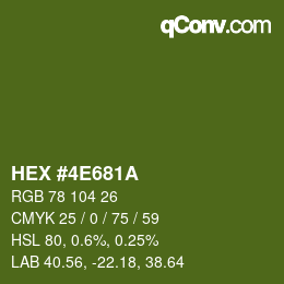 Farbcode: HEX #4E681A | qconv.com