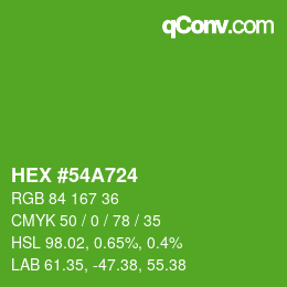 カラーコード: HEX #54A724 | qconv.com