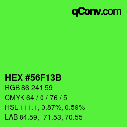 Code couleur: HEX #56F13B | qconv.com