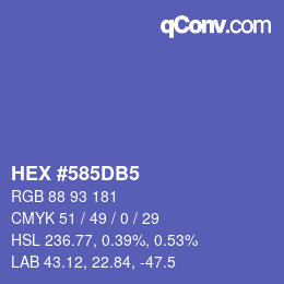 Code couleur: HEX #585DB5 | qconv.com