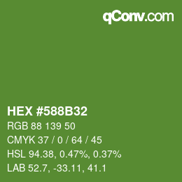 Farbcode: HEX #588B32 | qconv.com