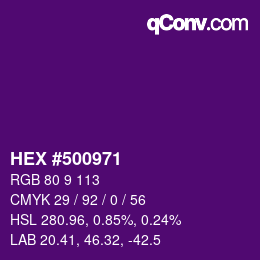 Código de color: HEX #500971 | qconv.com