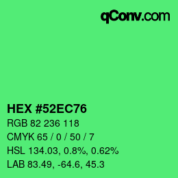 Farbcode: HEX #52EC76 | qconv.com