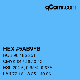 Farbcode: HEX #5AB9FB | qconv.com