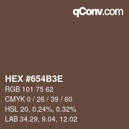 Code couleur: HEX #654B3E | qconv.com