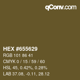 Farbcode: HEX #655629 | qconv.com