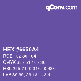 カラーコード: HEX #6650A4 | qconv.com