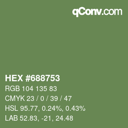 Farbcode: HEX #688753 | qconv.com