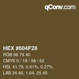 カラーコード: HEX #604F28 | qconv.com