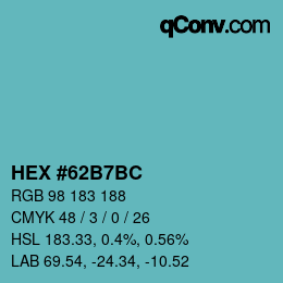 Color code: HEX #62B7BC | qconv.com