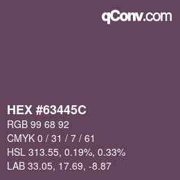 カラーコード: HEX #63445C | qconv.com