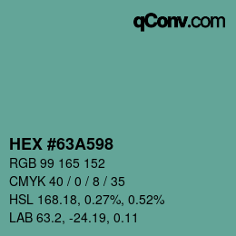 カラーコード: HEX #63A598 | qconv.com