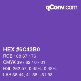 Código de color: HEX #6C43B0 | qconv.com