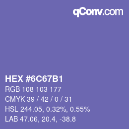 Farbcode: HEX #6C67B1 | qconv.com