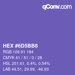 Farbcode: HEX #6D5BB8 | qconv.com