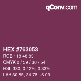 Code couleur: HEX #763053 | qconv.com