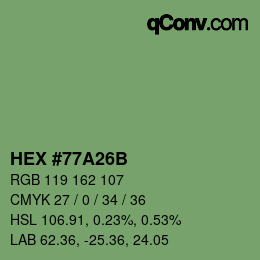 Código de color: HEX #77A26B | qconv.com