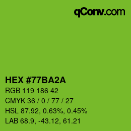 カラーコード: HEX #77BA2A | qconv.com