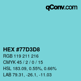 Color code: HEX #77D3D8 | qconv.com