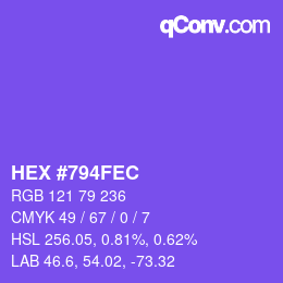 Color code: HEX #794FEC | qconv.com