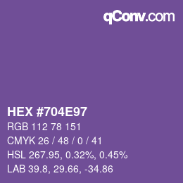 カラーコード: HEX #704E97 | qconv.com