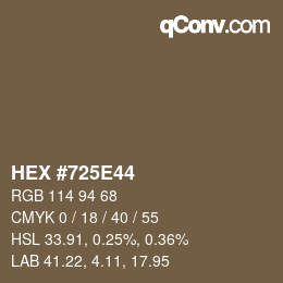 Código de color: HEX #725E44 | qconv.com