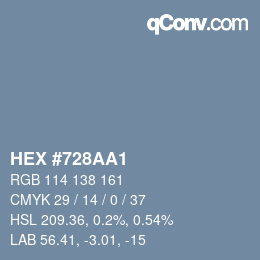 Code couleur: HEX #728AA1 | qconv.com