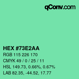 Código de color: HEX #73E2AA | qconv.com