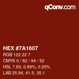 Código de color: HEX #7A1607 | qconv.com