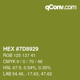 Color code: HEX #7D8929 | qconv.com