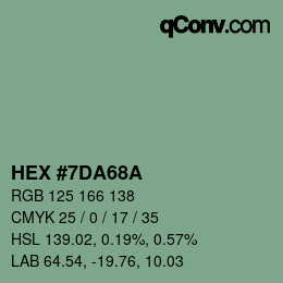 Farbcode: HEX #7DA68A | qconv.com