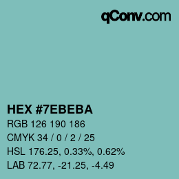 Code couleur: HEX #7EBEBA | qconv.com