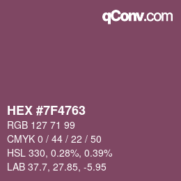 Farbcode: HEX #7F4763 | qconv.com