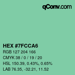 Farbcode: HEX #7FCCA6 | qconv.com