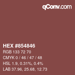 カラーコード: HEX #854846 | qconv.com